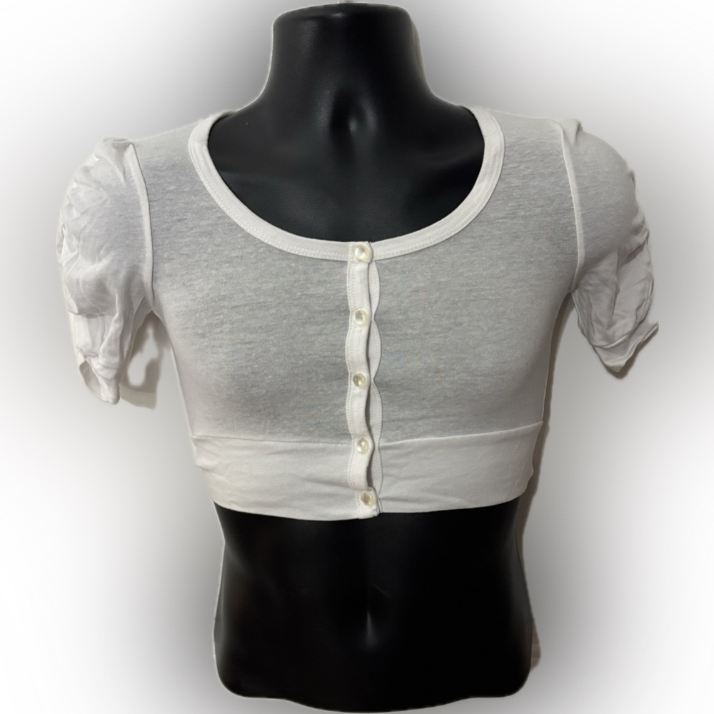 ANDREA FENZI White Buttoned Crop Top